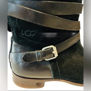 UGG 5 Moto Boots DEANNA Suede Leather Sheepskin Buckles WHIMSIGOTH FESTIVAL BOHO